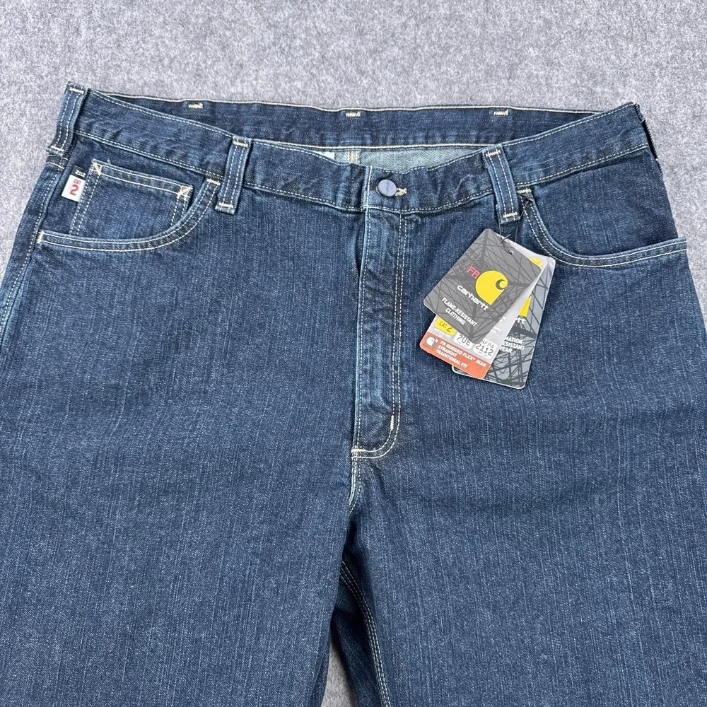 Carhartt FR Rugged Flex Jeans Mens 40x36 Blue Straight Traditional Fit Work